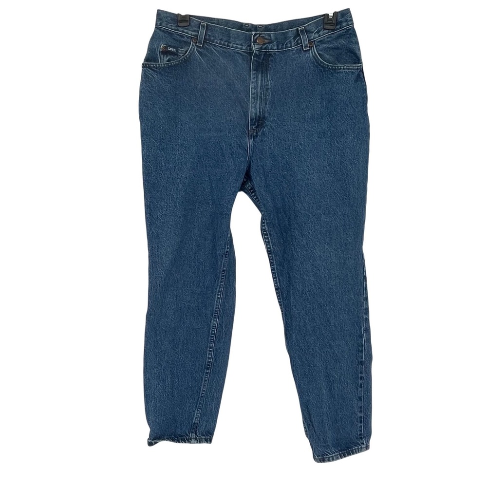 Vintage Lee High Rise Mom Jeans 34" Waist‎ Tapered Leg Medium Wash Denim
